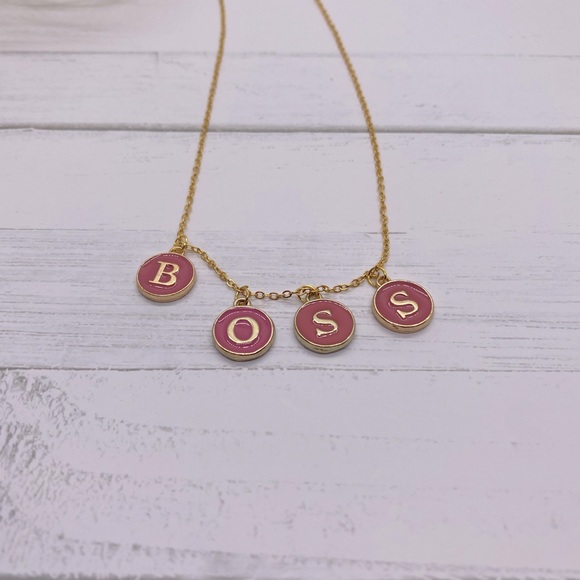 2 for$15 -Boss custom pink and gold pendant charm necklace - Picture 2 of 2